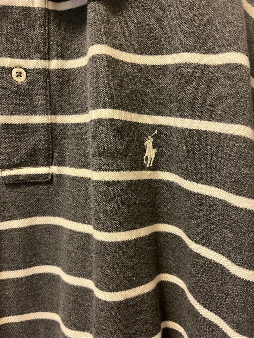 Ralph Lauren Gray and White Striped Polo Shirt